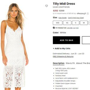 Size Large Revolve Tilly Middy Dress Lovers and Friends Never Worn White